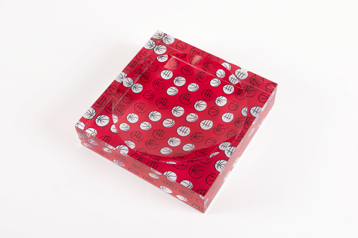 Lucky Hoops candy dish in Black Cherry by BY ROBYNBLAIR, angled view