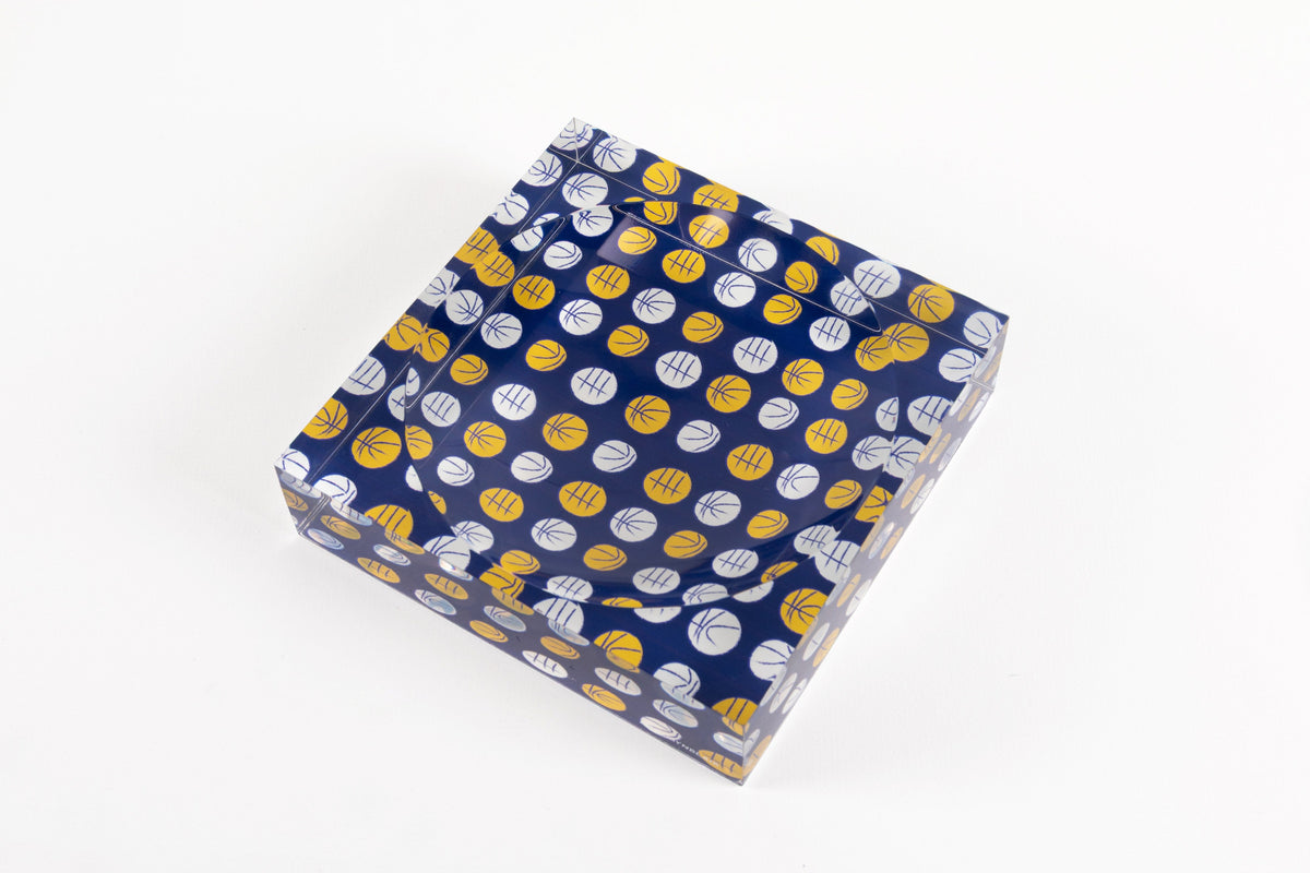 Lucky Hoops candy dish in Midnight Gold by BY ROBYNBLAIR, angled view