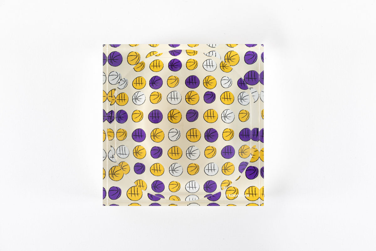 Lucky Hoops candy dish in Violet Yellow by BY ROBYNBLAIR, top-down view